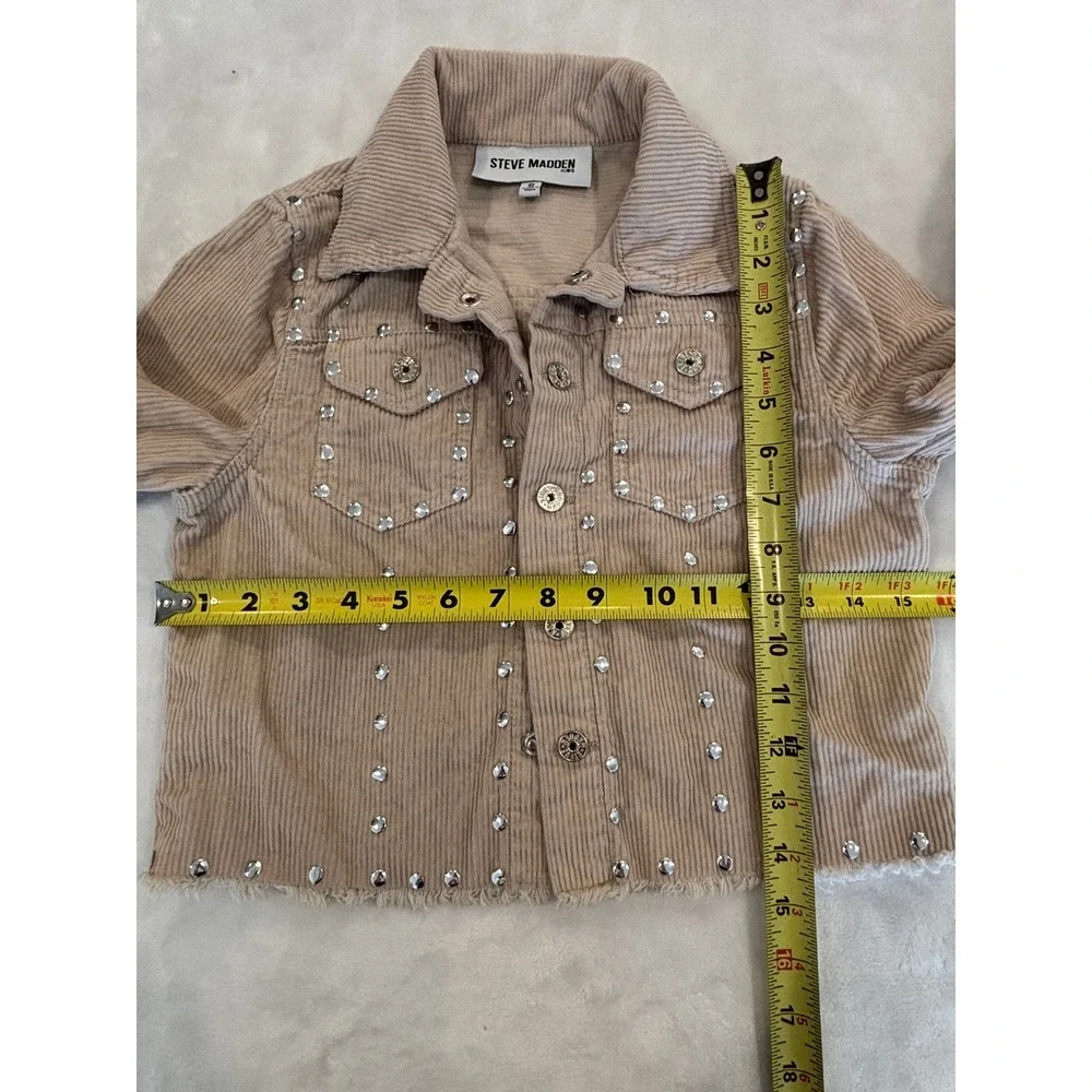 Steve Madden Kids Tan Corduroy Studded Cropped Jacket Girls Size S Small